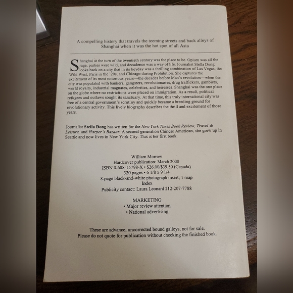 Shanghai 1842 - 1949 By Stella Dong, Advance, Uncorrected Bound Galley, 1st Edit - Picture 2 of 12